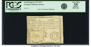 image for: Georgia June 8, 1777 $1/2 Fr. GA-99. PCGS Very Fine 35 Apparent....