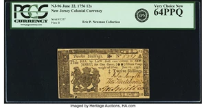 image for: New Jersey June 22, 1756 12 Shillings Fr. NJ-96. PCGS Very Choice New 64PPQ....