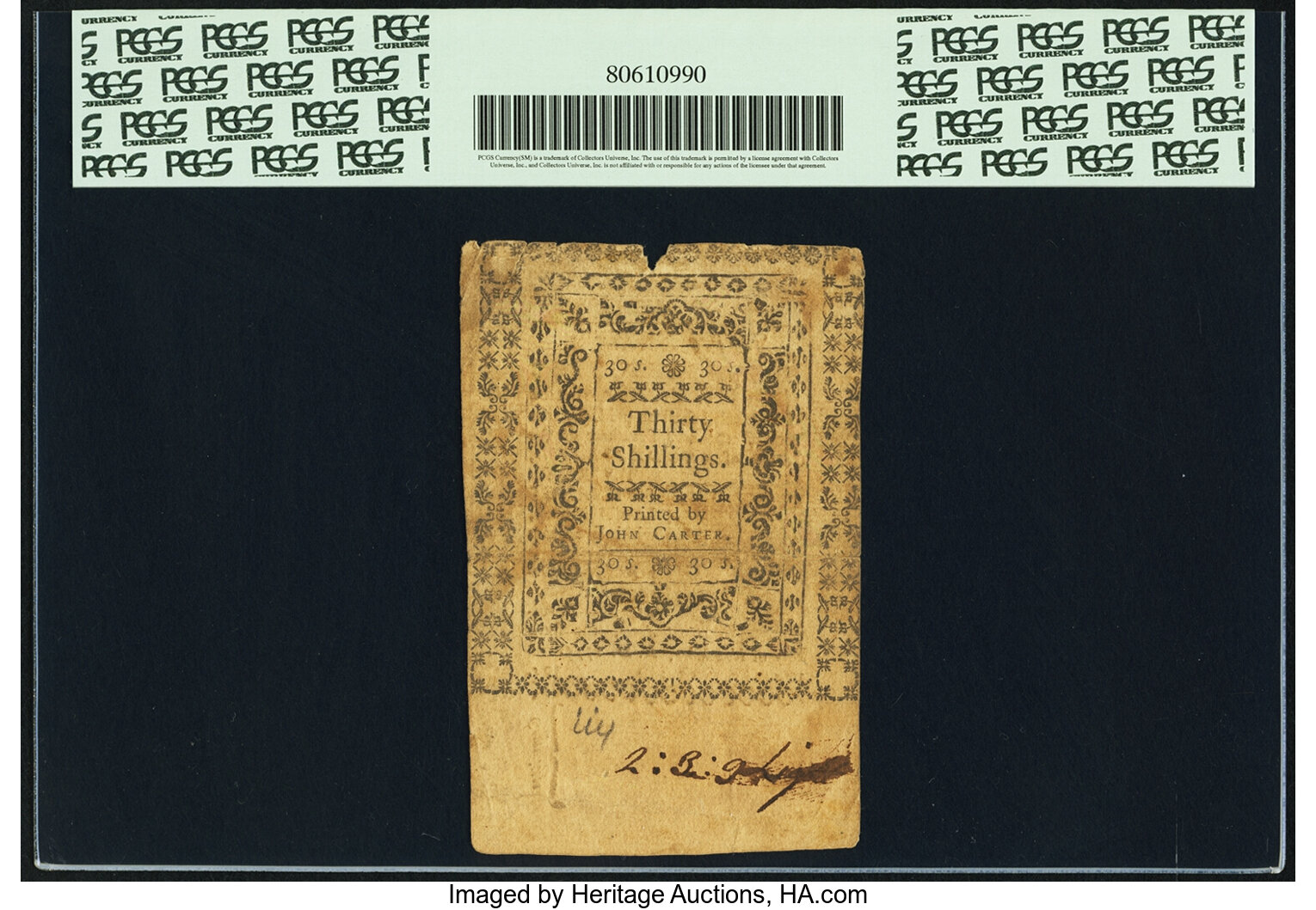 image for: Rhode Island November 6, 1775 30 Shillings Fr. RI-216. PCGS Very Fine 25 Apparent....