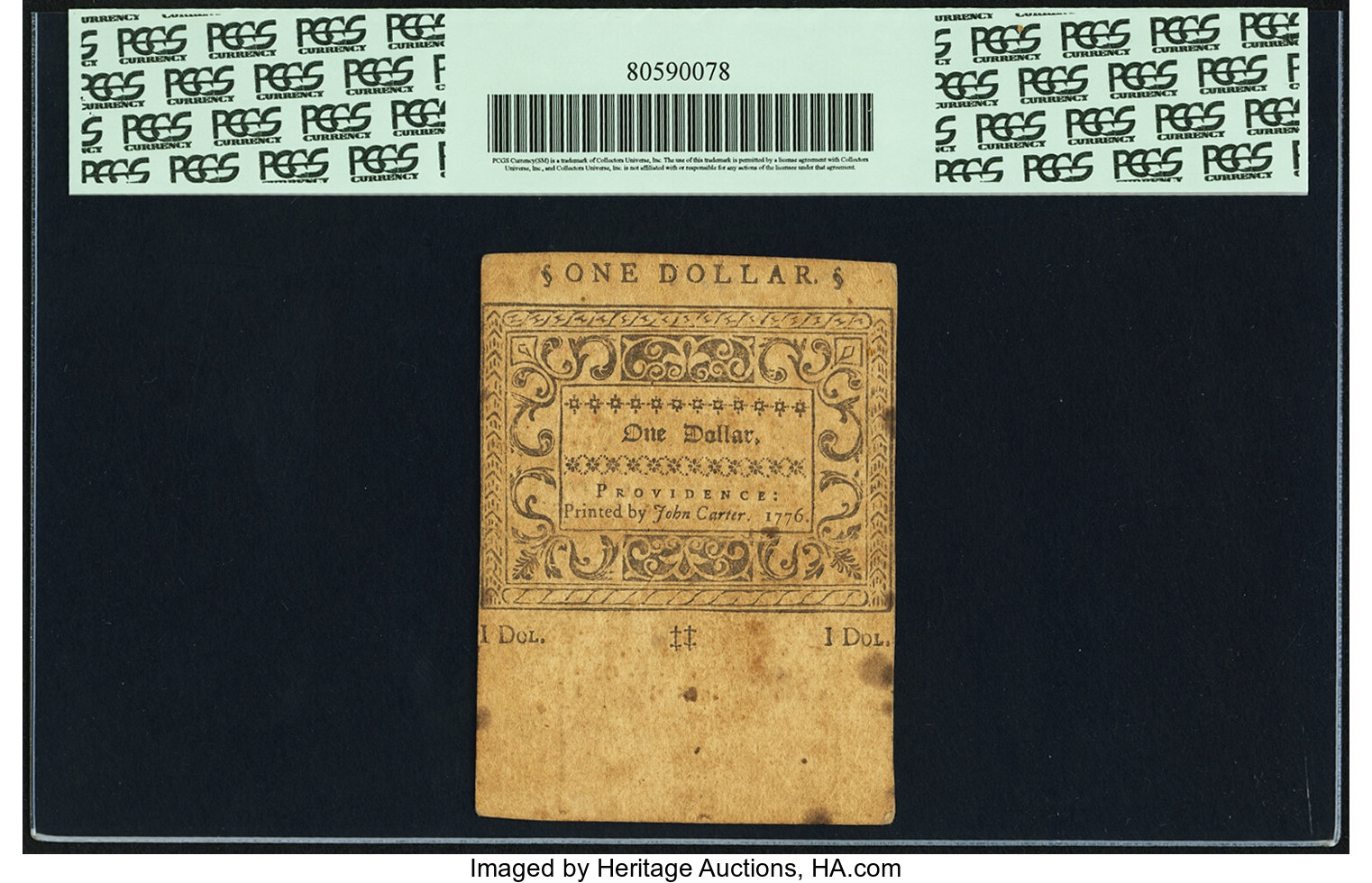 image for: Rhode Island September 5, 1776 $1 Fr. RI-245. PCGS Extremely Fine 40 Apparent....