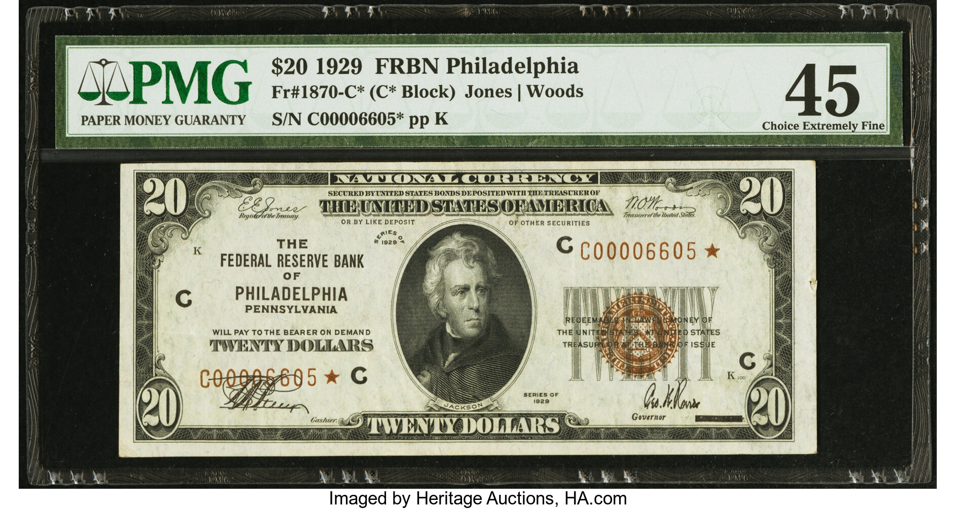 Fr. 1870-C* $20 1929 Federal Reserve Bank Note. PMG Choice Extremely Fine 45. ...
