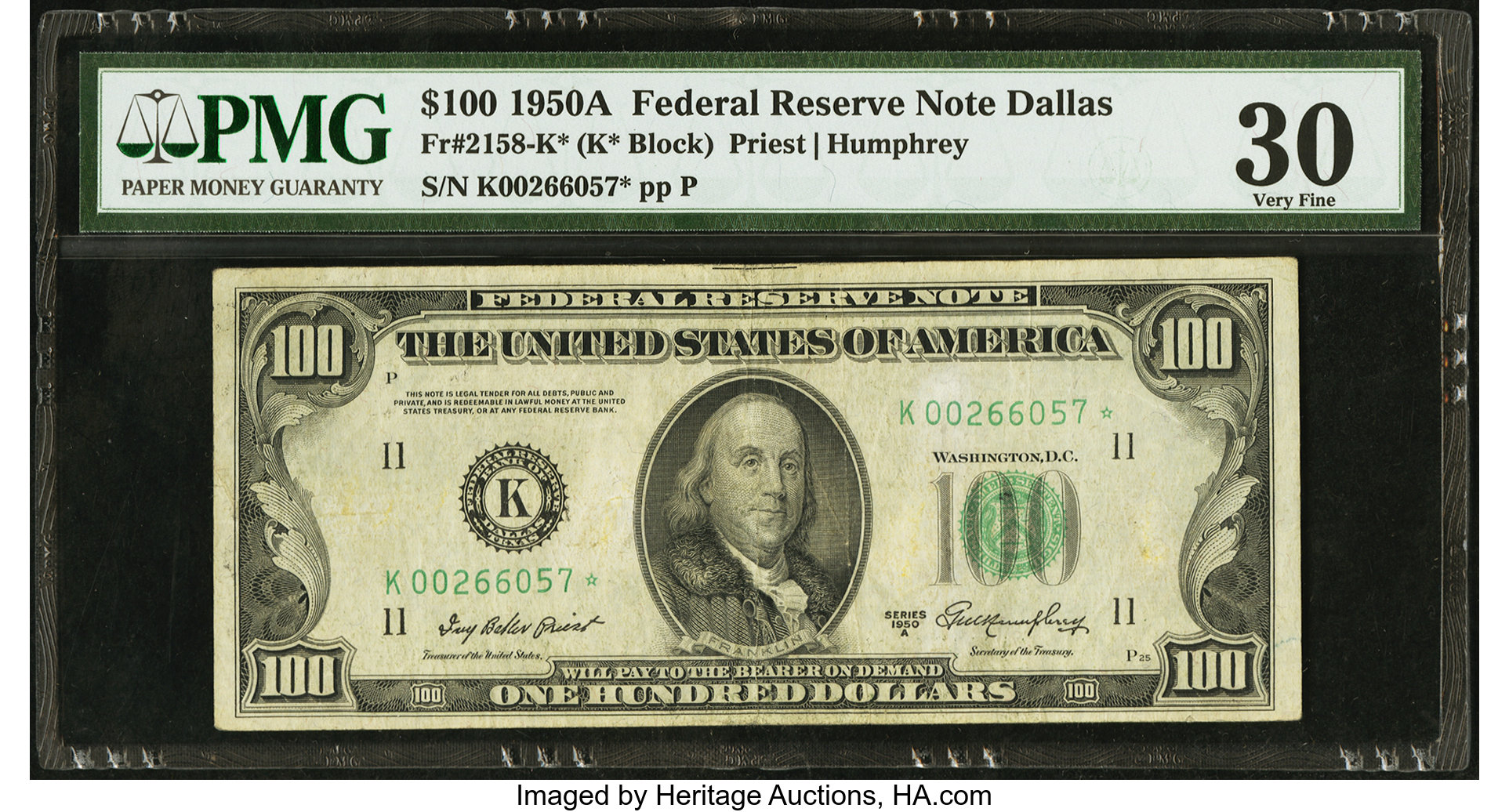 image for: Fr. 2158-K* $100 1950A Federal Reserve Note. PMG Very Fine 30....