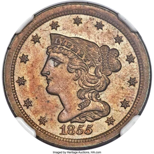 image for: 1855 1/2 C PR62 Brown NGC. CAC. C-1, B-1, R.5 as a Proof....