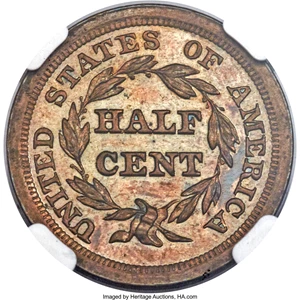 image for: 1855 1/2 C PR62 Brown NGC. CAC. C-1, B-1, R.5 as a Proof....
