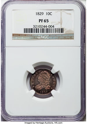 image for: 1829 10C Small 10C PR65 NGC. JR-3, R.8 as a Proof....