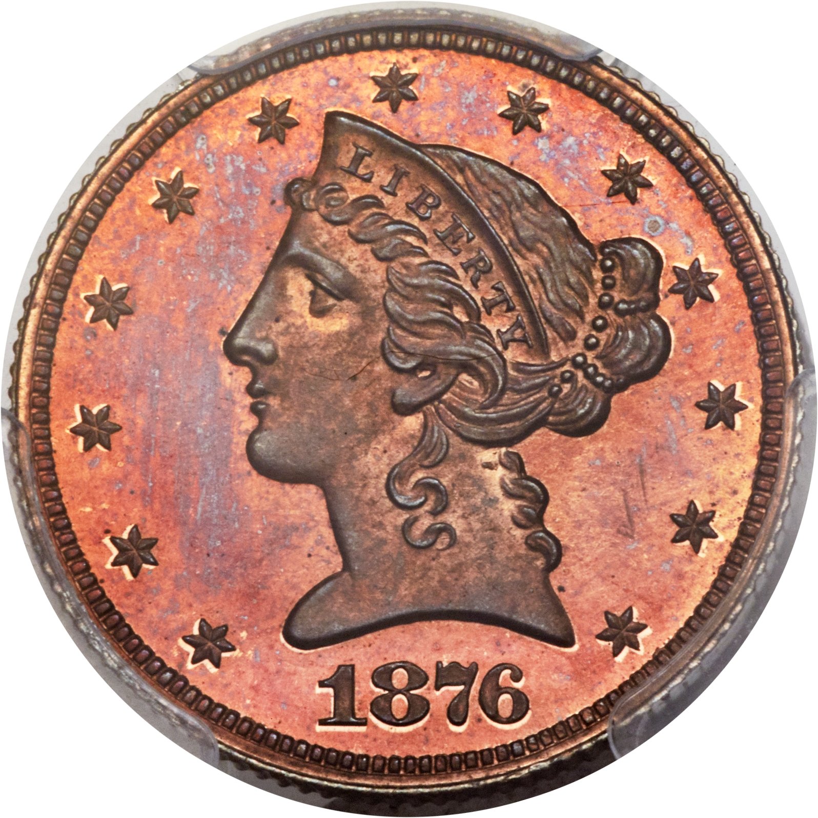 image for: 1876 $5 Five Dollar, Judd-1484, Pollock-1637, R.7, PR66 Red and Brown PCGS. CAC....