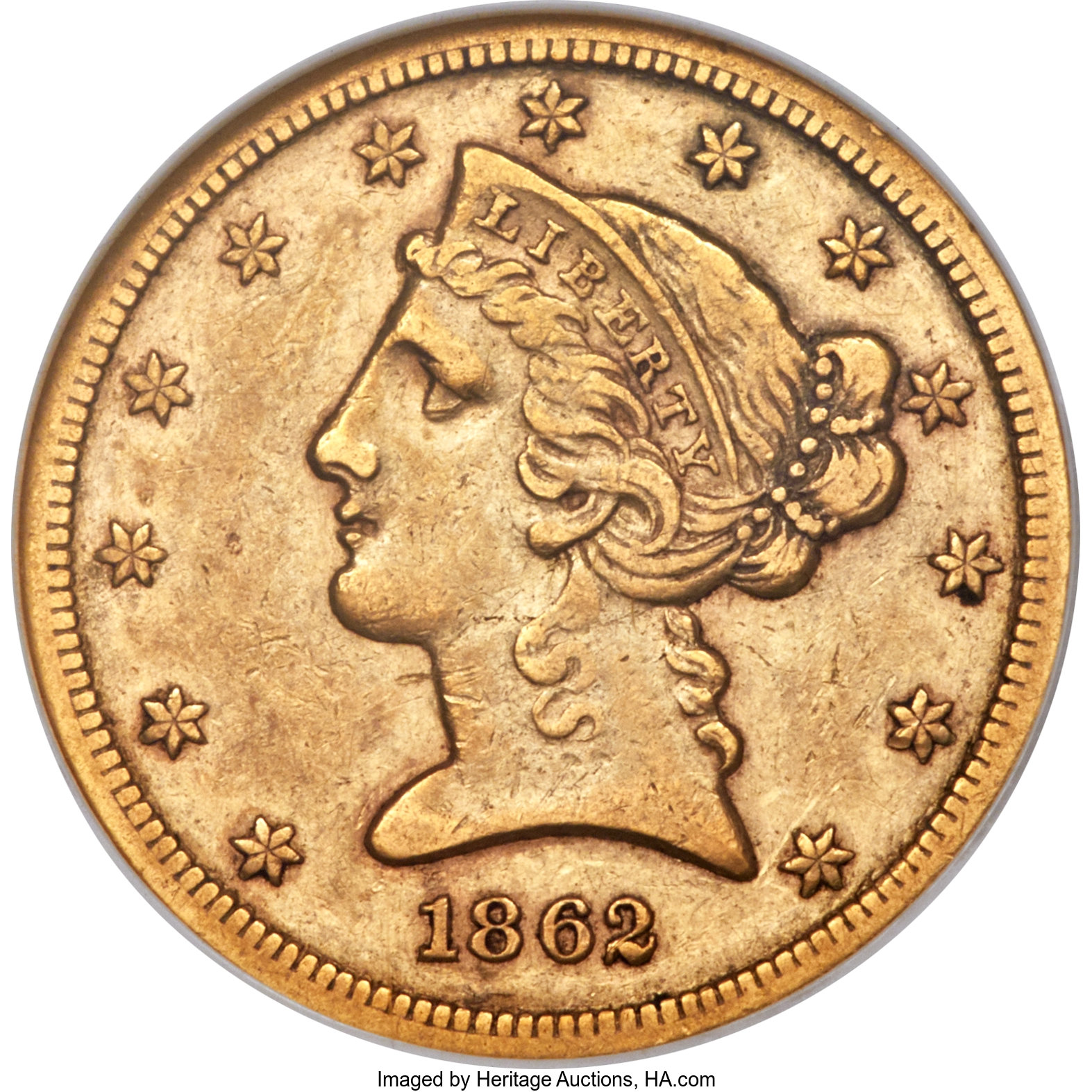image for: 1862-S $5 XF45 NGC....