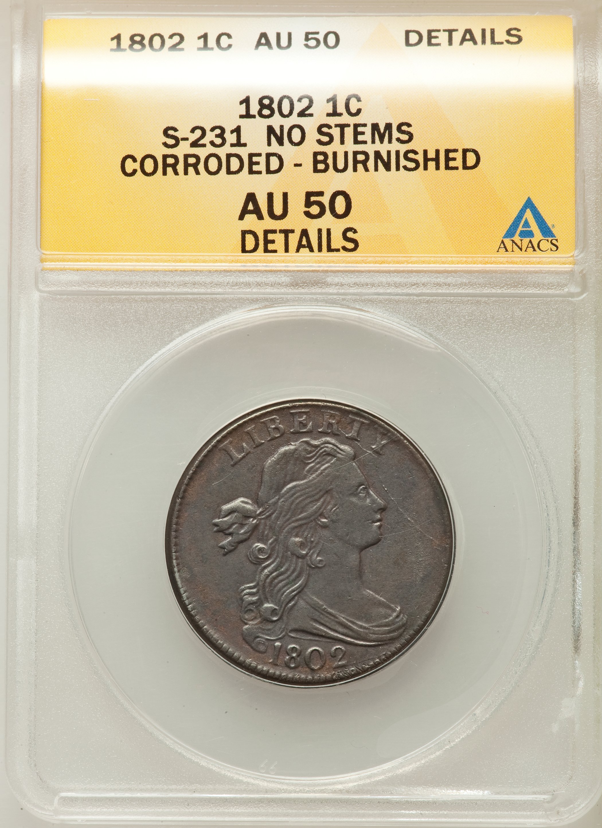 1802 1c No Stems, S-231 MS BN