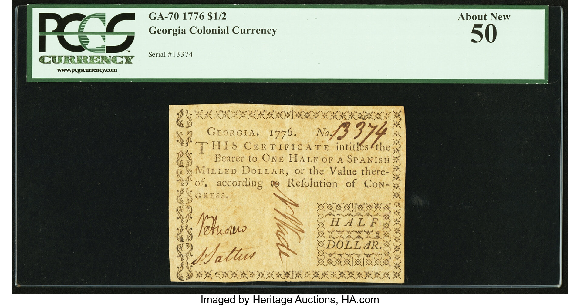 image for: Georgia 1776 $1/2 PCGS About New 50....