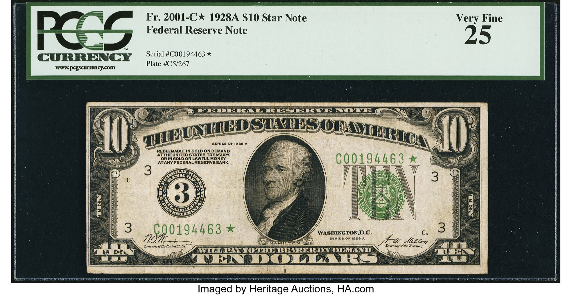 image for: Fr. 2001-C* $10 1928A Federal Reserve Note. PCGS Very Fine 25....