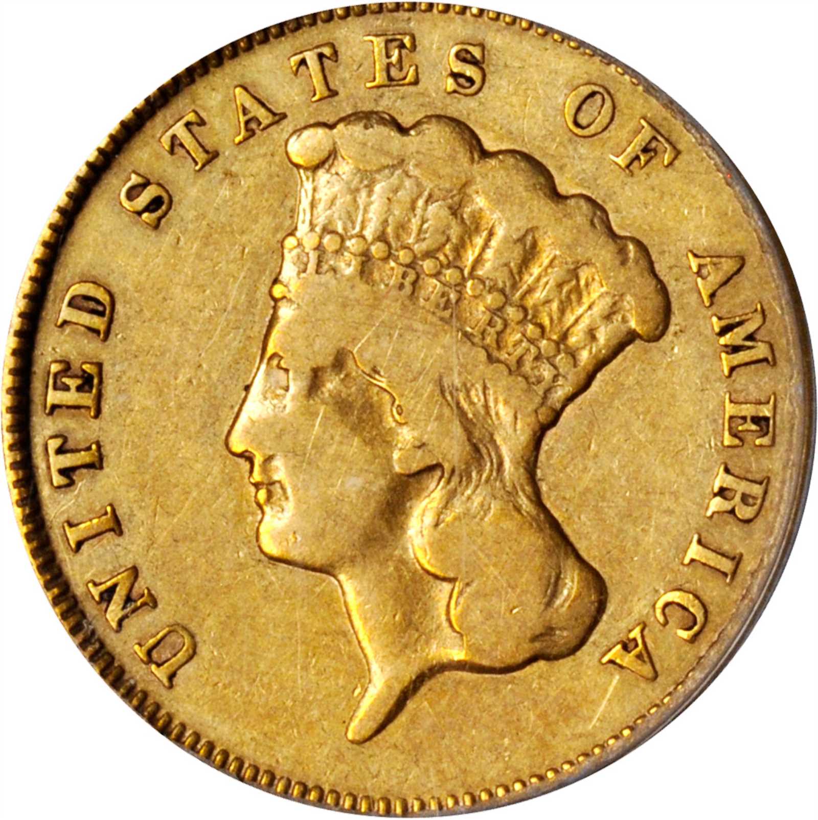 1874 Three-Dollar Gold Piece. Fine-15 (PCGS).