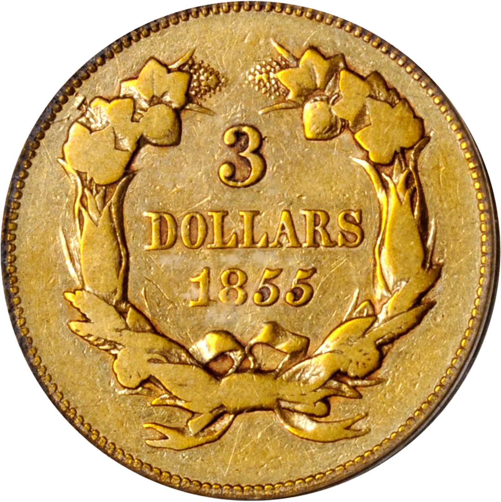 1855 $3 VF20 CAC thumbnail 2