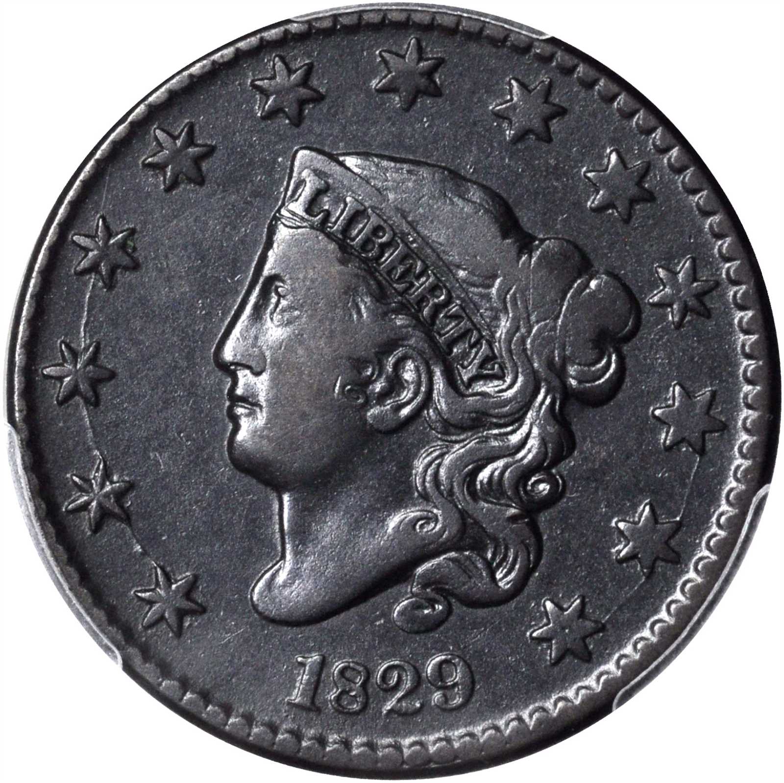 image for: 1829 Matron Head Cent. Medium Letters. VF-30 (PCGS).
