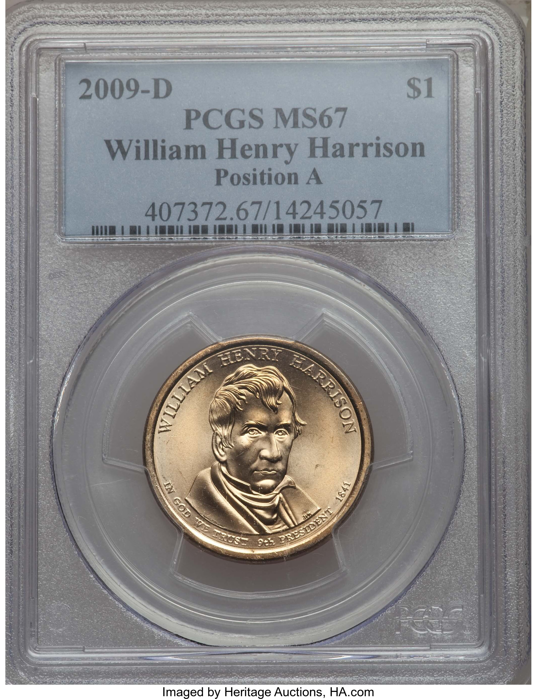 image for: 2009-D $1 William H. Harrison, Position A MS67 PCGS. PCGS Population: (1/0). NGC Census: (2/0)....