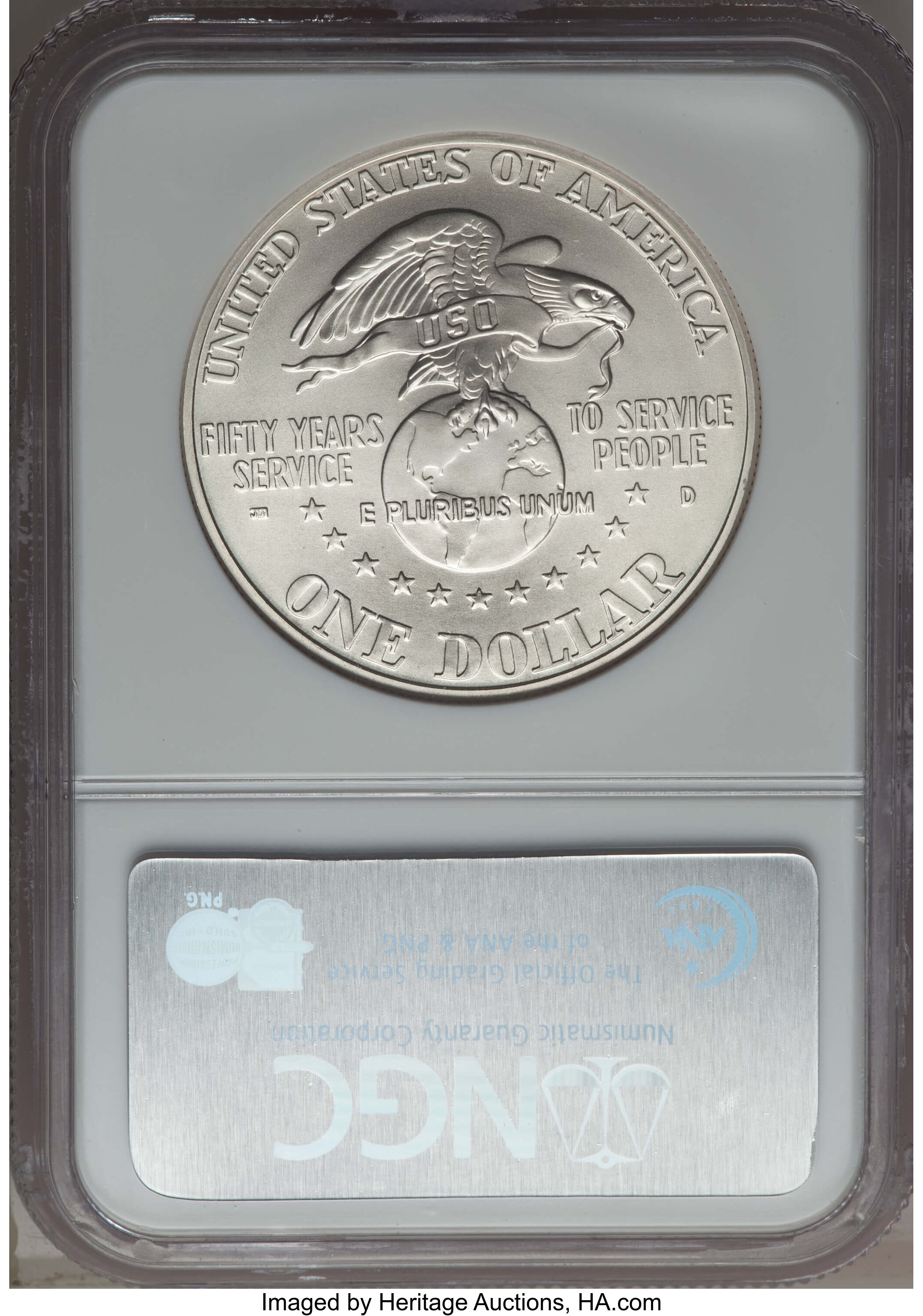 1991-D S$1 United Service Organizations (USO) MS70 thumbnail 11