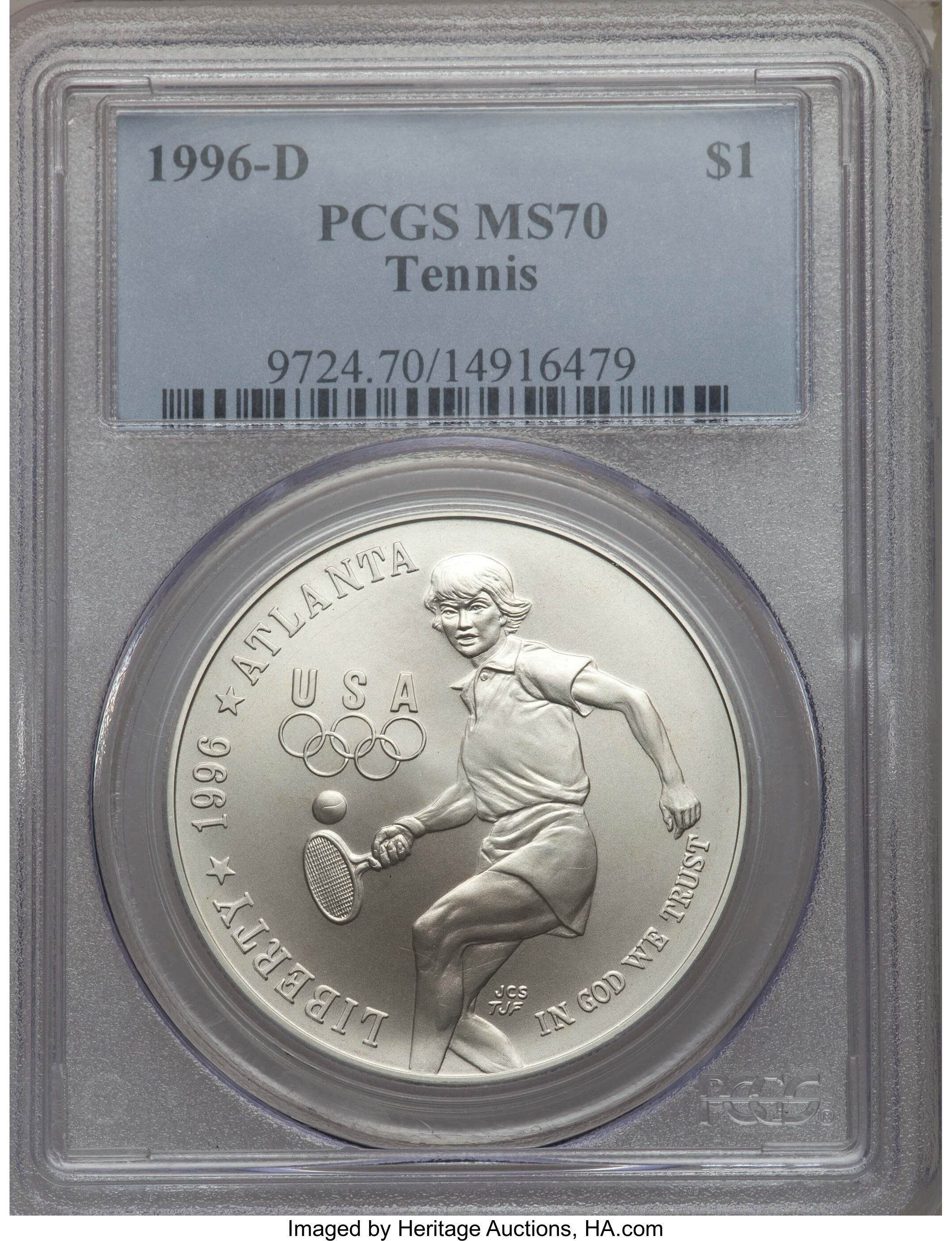 1996-D S$1 Atlanta Olympics Tennis MS70 thumbnail 11