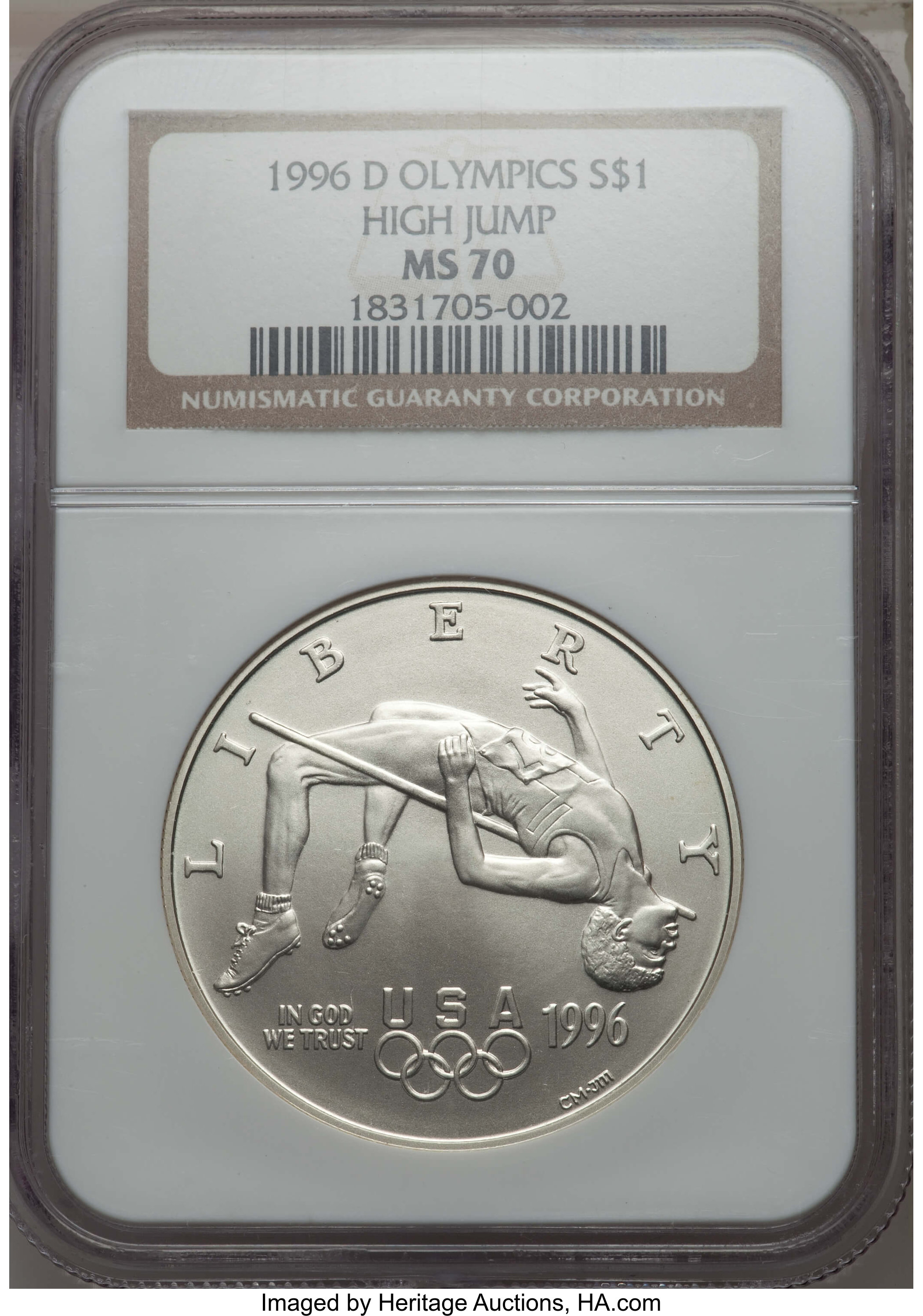 1996-D $1 Olympic/High Jump Silver Dollar MS70 NGC. NGC Census: (104). PCGS Population: (122)....