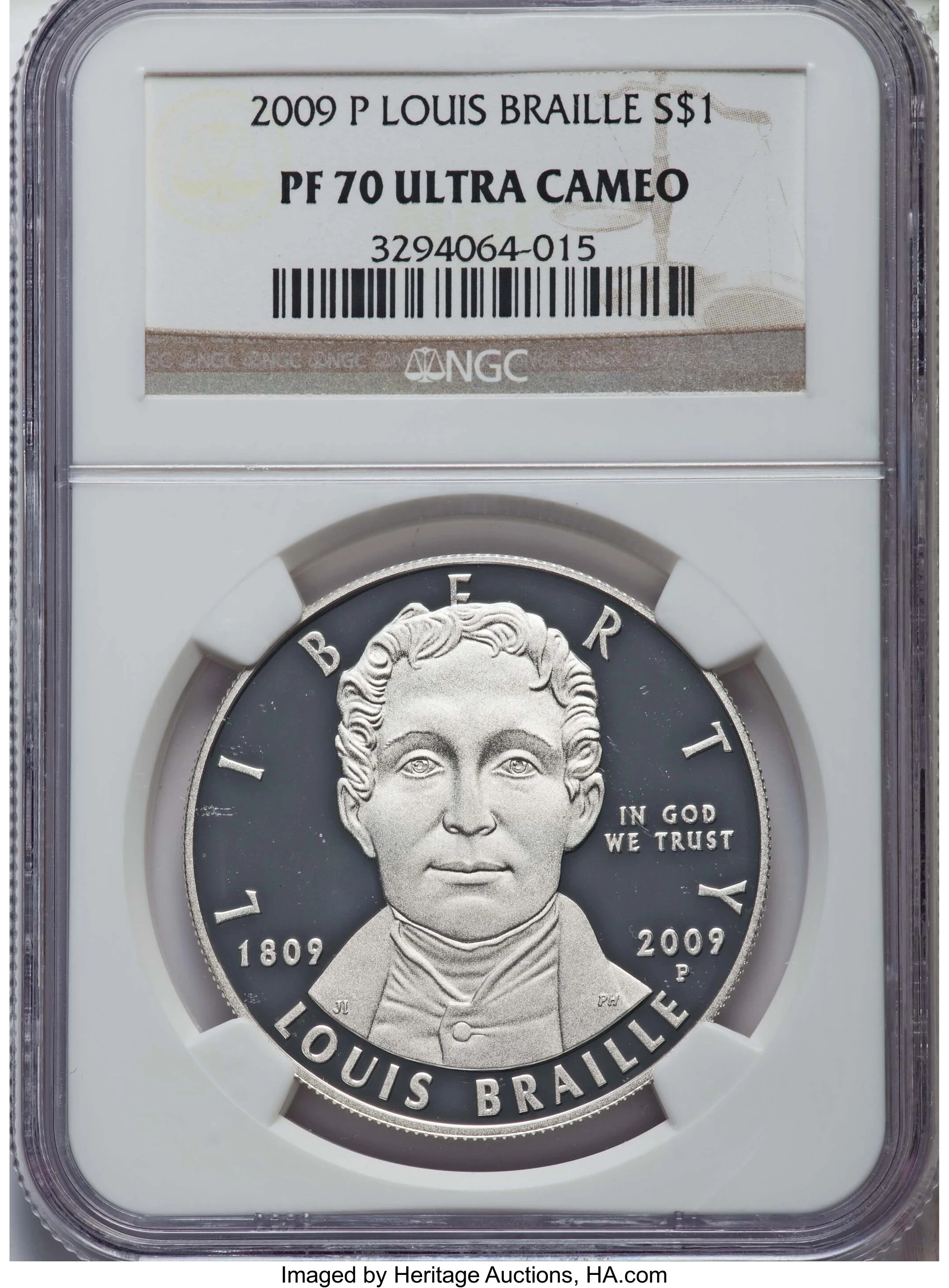 2009-P $1 Louis Braille, DCAM (Proof) Modern Silver and Clad