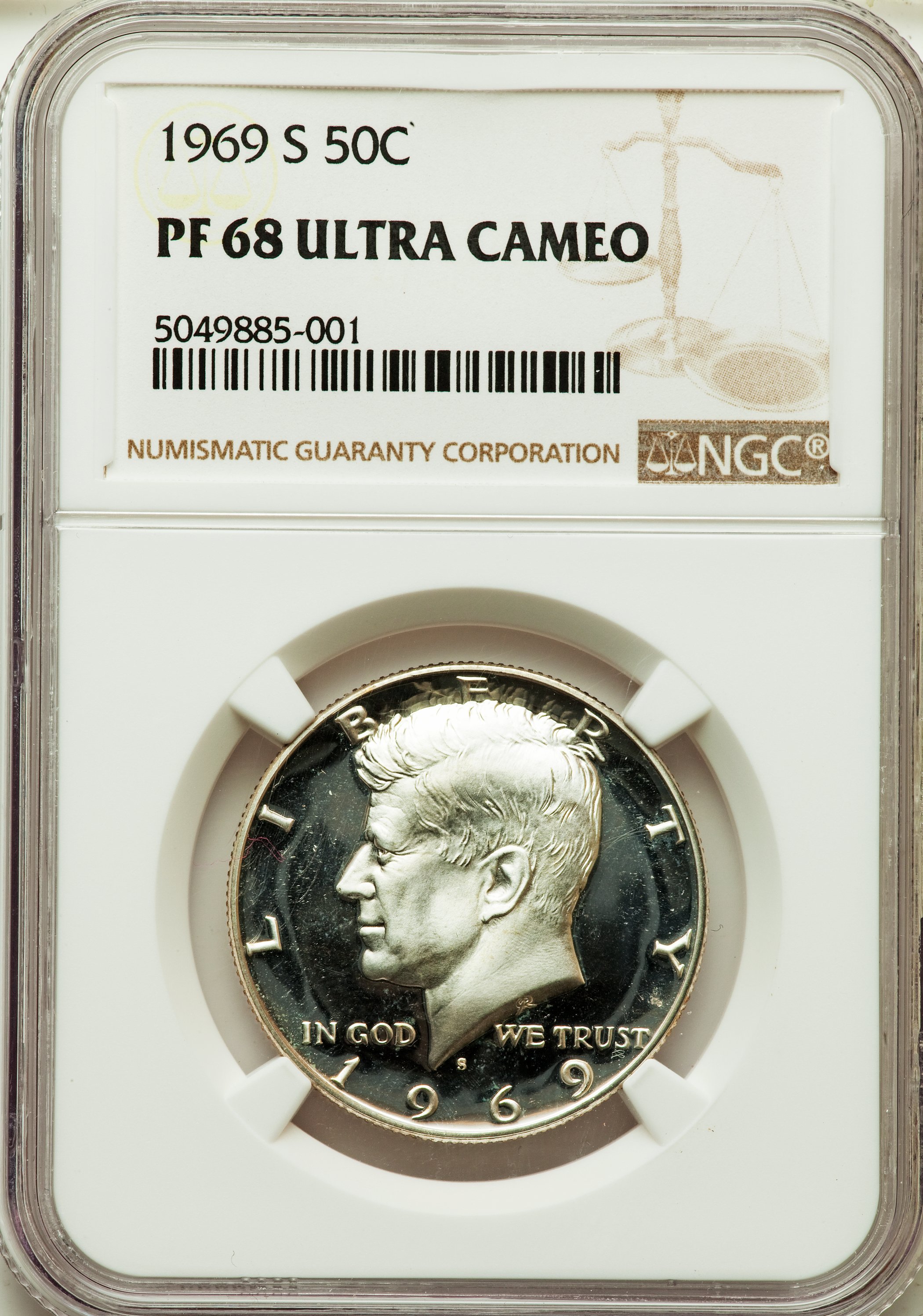 1969-S 50C PR68 Ultra Cameo NGC. NGC Census: (1333/996). PCGS Population: (1482/645). ...