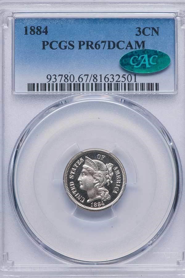 image for: 3CN 1884 PCGS PR67 DCAM CAC