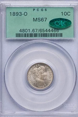 image for: 10C 1893-O PCGS MS67 CAC