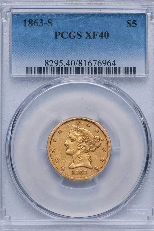 image for: $5 1863-S PCGS XF40