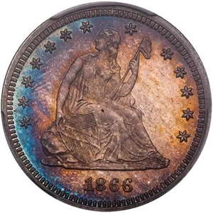 image for: 25C 1866 MOTTO PCGS PR65