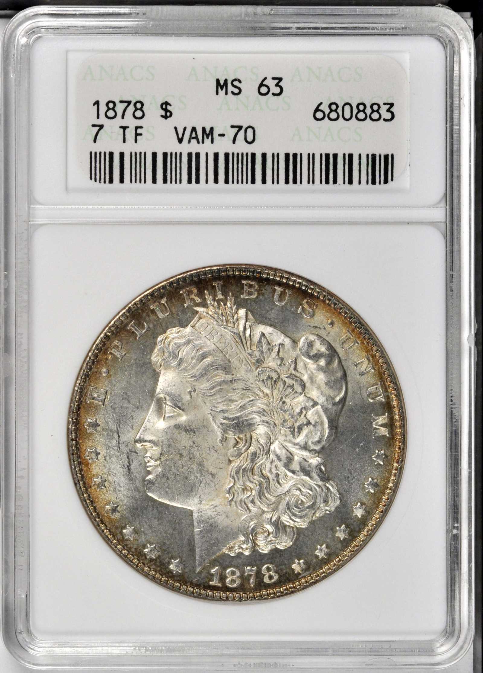 1878 7TF $1  Reverse of 1878, Doubled RIB, VAM-70 MS63 thumbnail 13