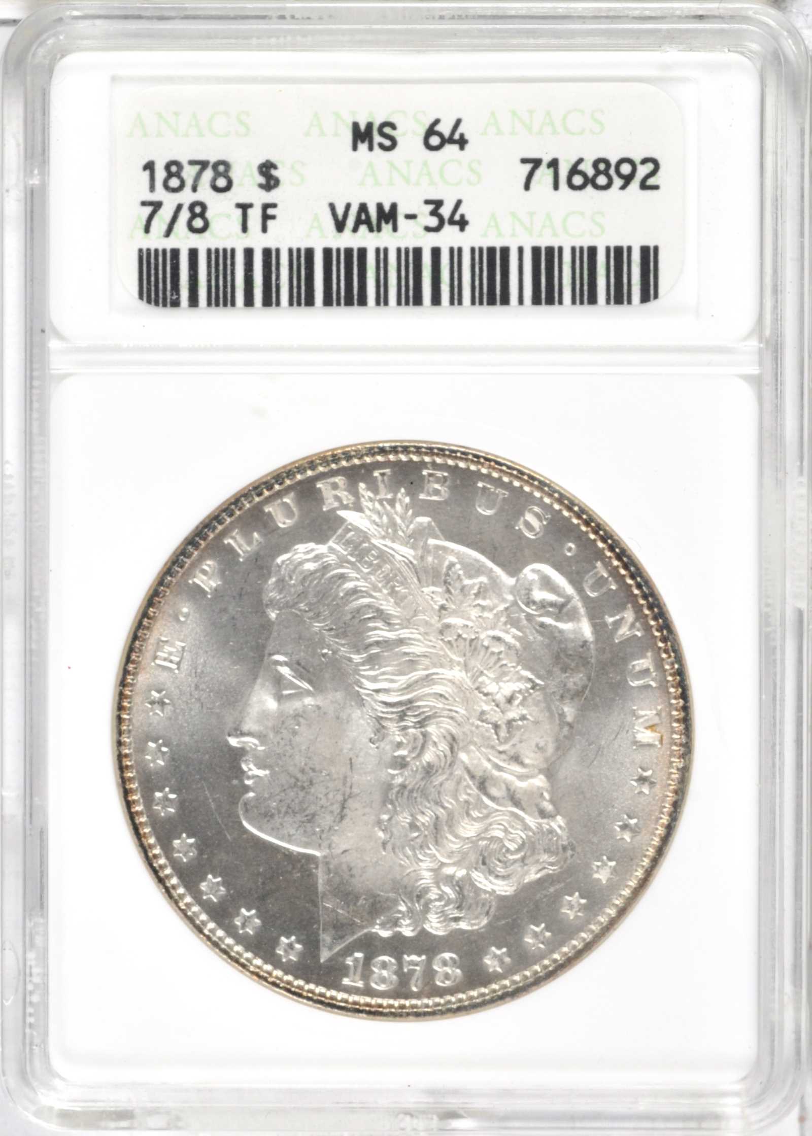 1878 7/8TF $1  Weak, 7/4, VAM-34 MS64 thumbnail 10