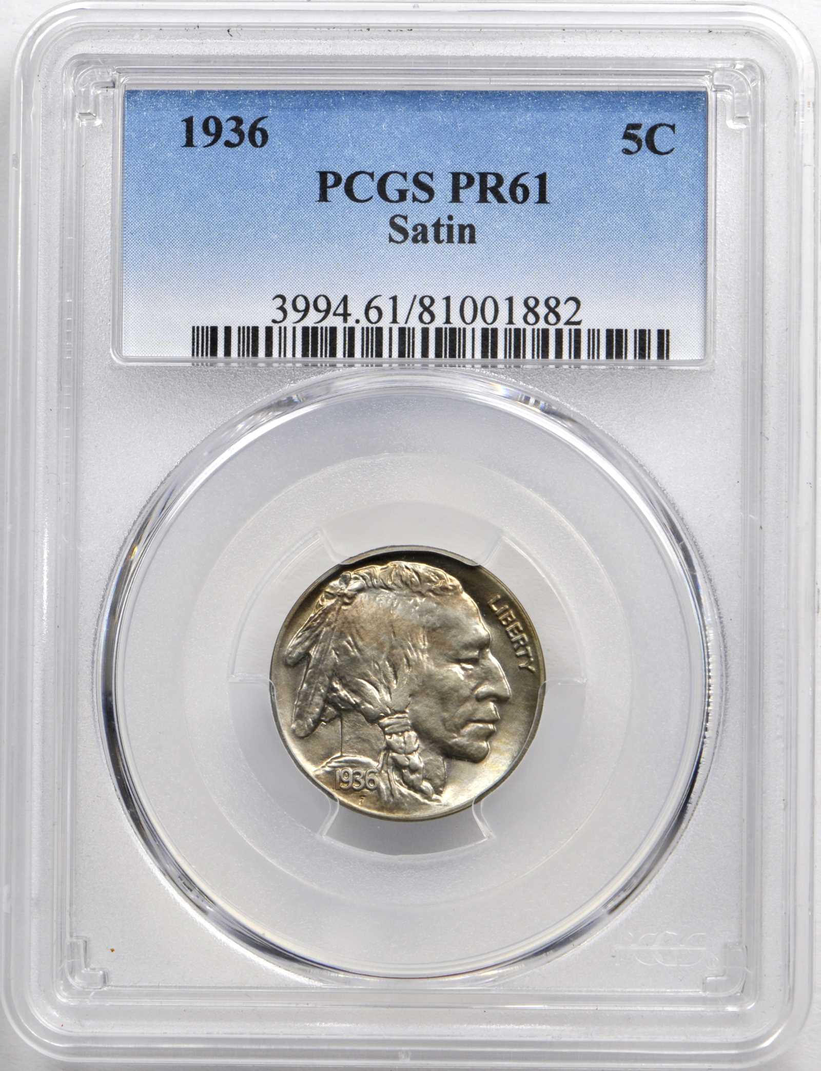 1936 5c Satin Finish PR61 thumbnail 4