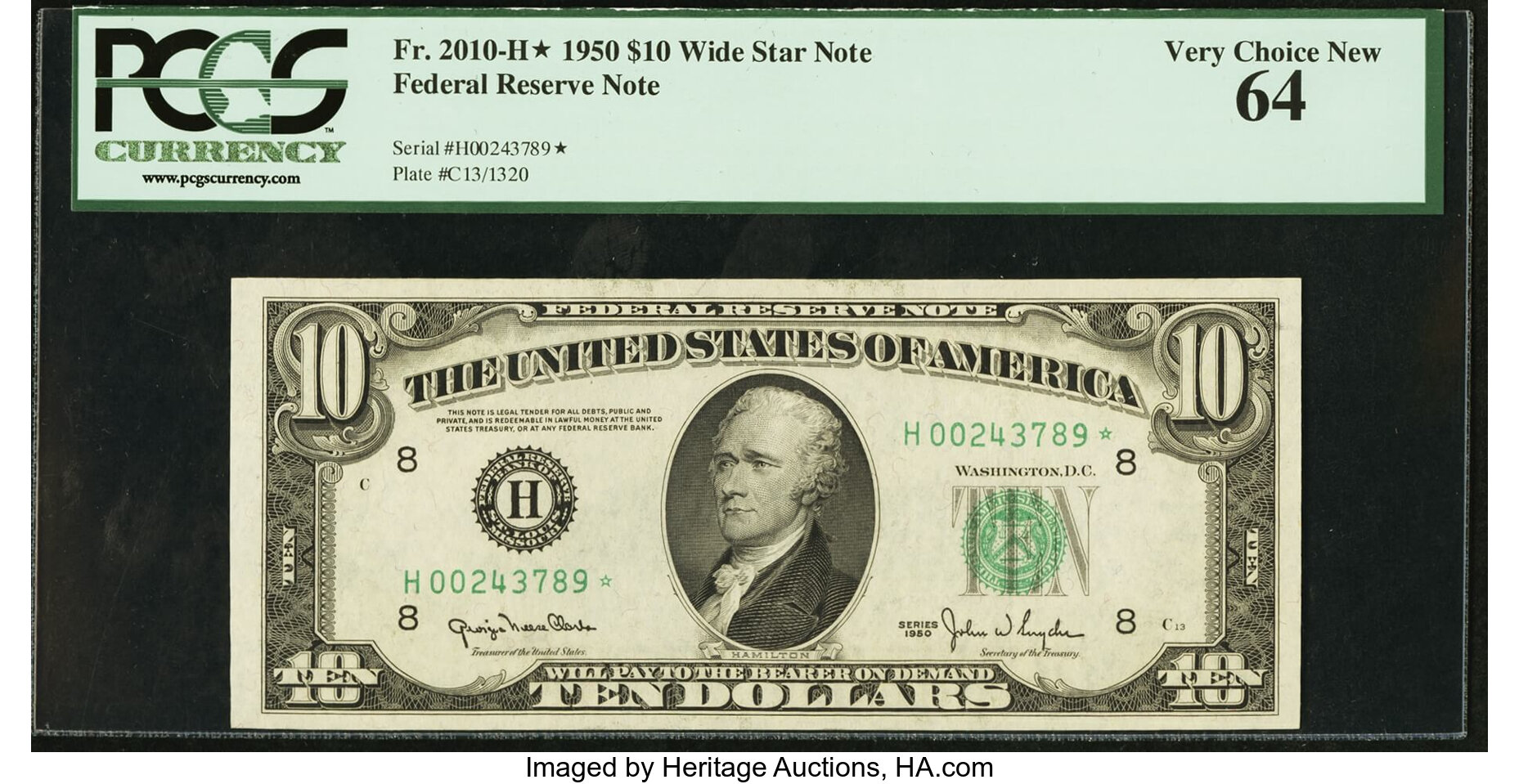 image for: Fr. 2010-H* $10 1950 Federal Reserve Star Note. PCGS Very Choice New 64....