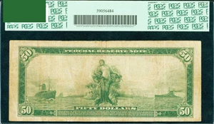 image for: Fr. 1067. 1914 $50 FRN. Dallas. PCGS Fine 15 Apparent. Small Edge Tear at Bottom Center.