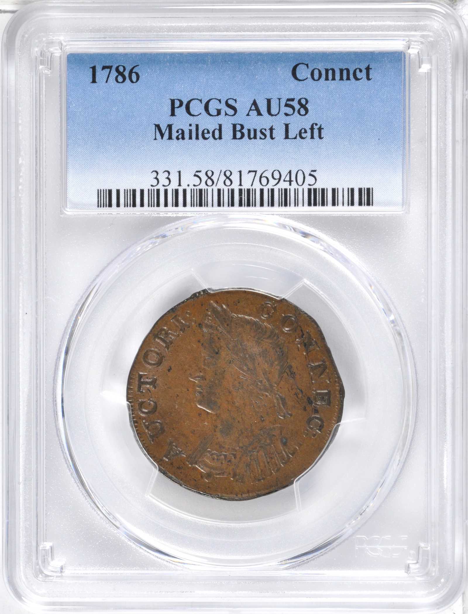 1786 Copper Connecticut, Mailed Bust Left MS BN MS63 BN thumbnail 10