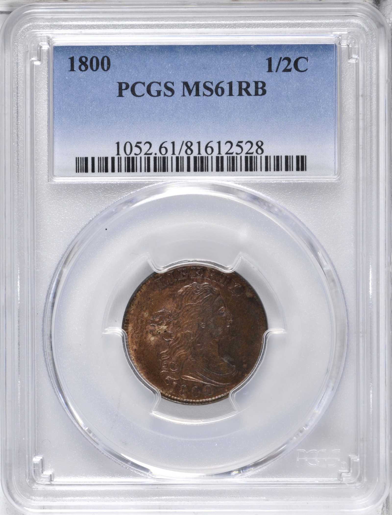 Draped Bust Half Cent 1/2c 1800-1808 MS RB [Type] MS65 RB thumbnail 24