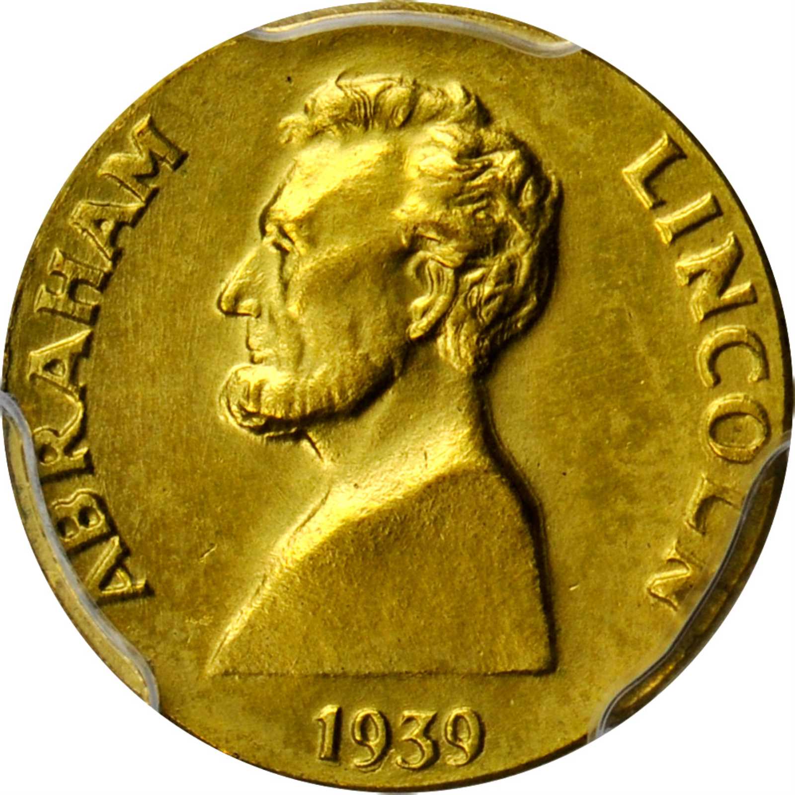 1939 SC$1 NY Worlds Fair, Lincoln, Gold-plated copper, HK-493c MS