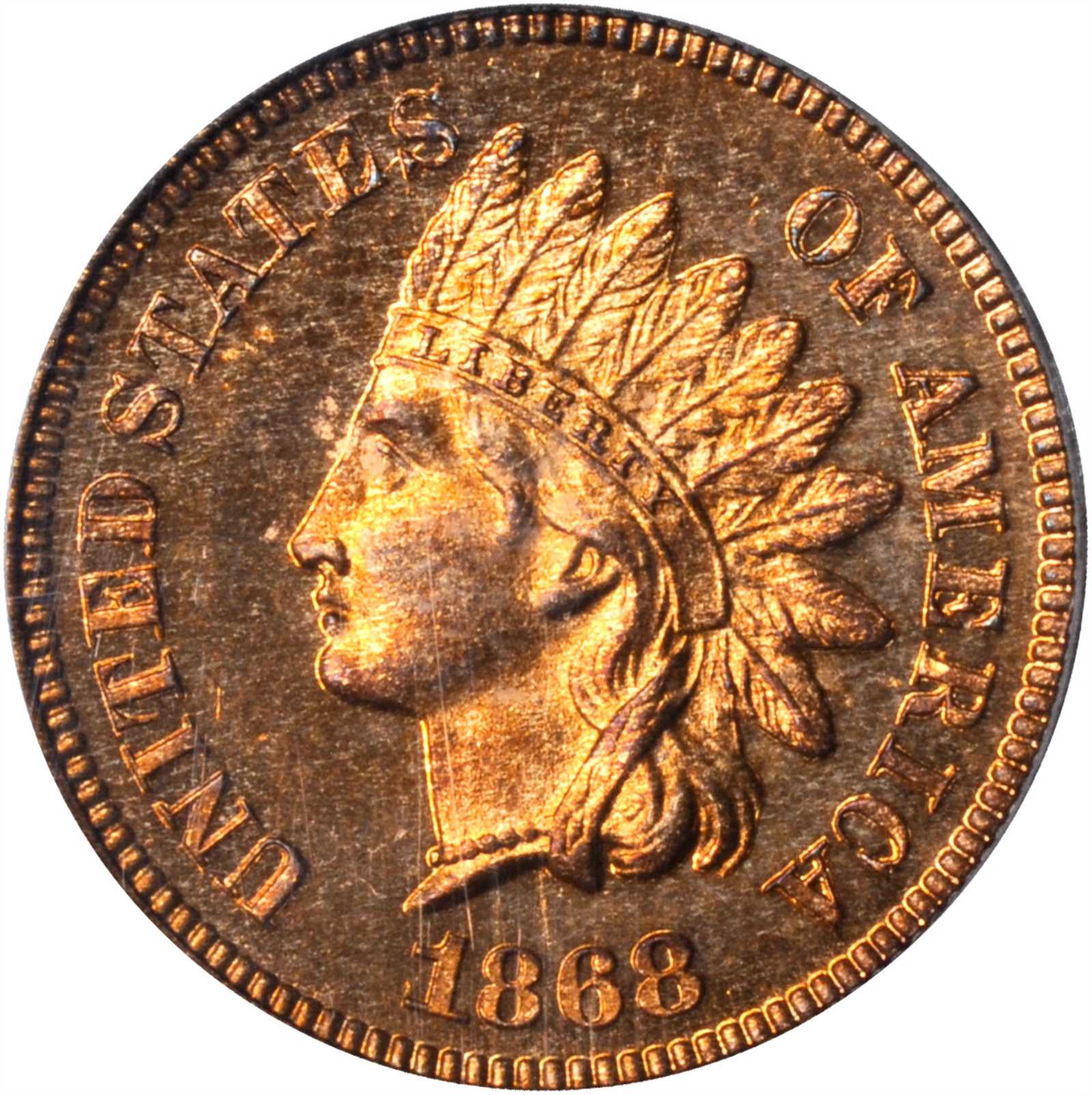 image for: 1868 Indian Cent. Proof-65 RD (PCGS).