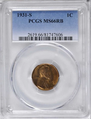image for: 1931-S Lincoln Cent. MS-66 RB (PCGS).