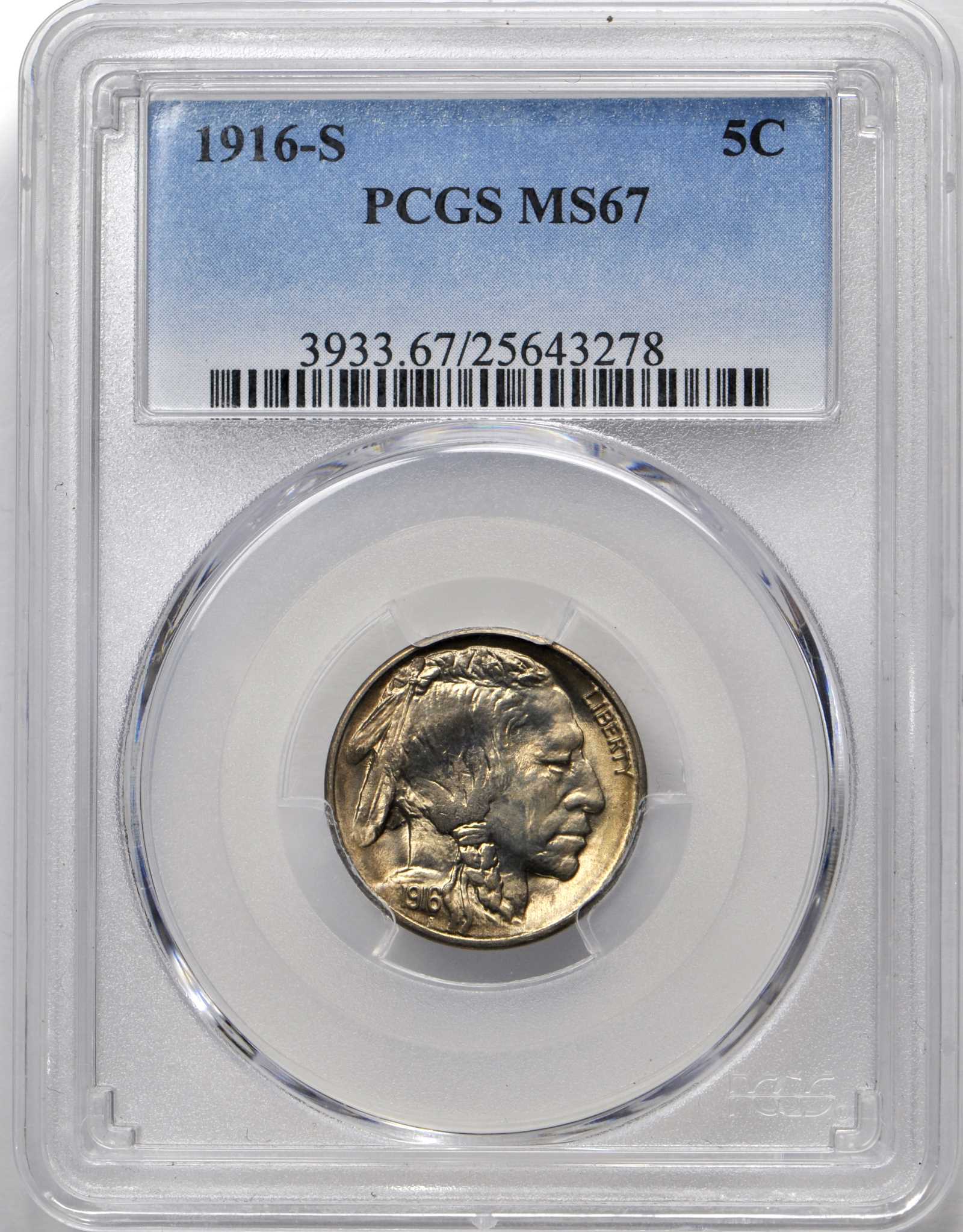 1916-S 5c MS67 CAC thumbnail 4