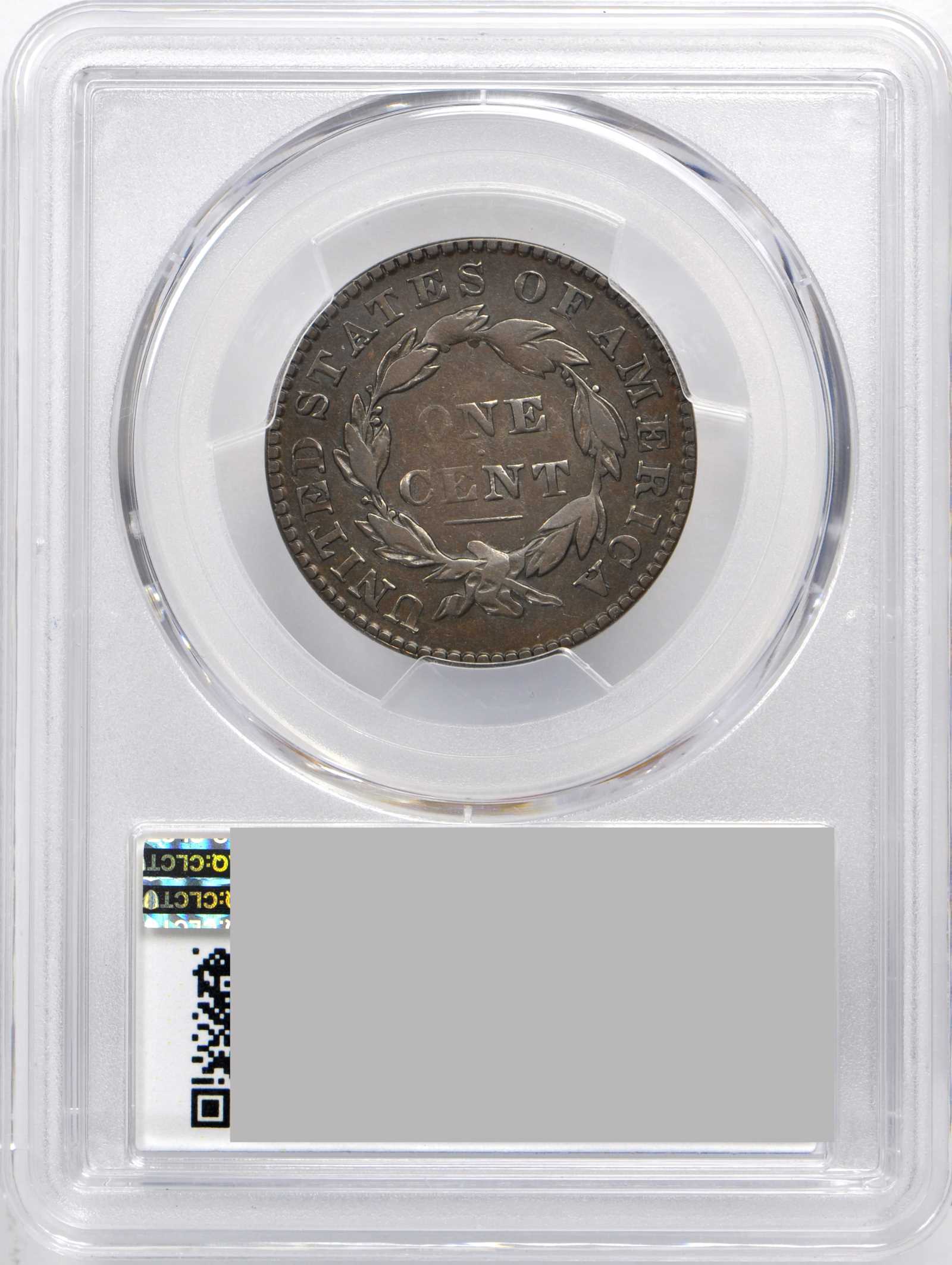 image for: 1829 Matron Head Cent. N-9. Medium Letters. Rarity-4. Noyes Die State-D/A. VF-20 (PCGS).