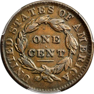 image for: 1831 Matron Head Cent. N-3. Medium Letters. Double Profile. Rarity-1. Noyes Die State-B/C. VF-30 (PCGS).