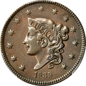 image for: 1835 Matron Head Cent. N-7, 17. Head of 1836. Double Profile. Rarity-1. Noyes Die State-A/A. EF-45 (PCGS).