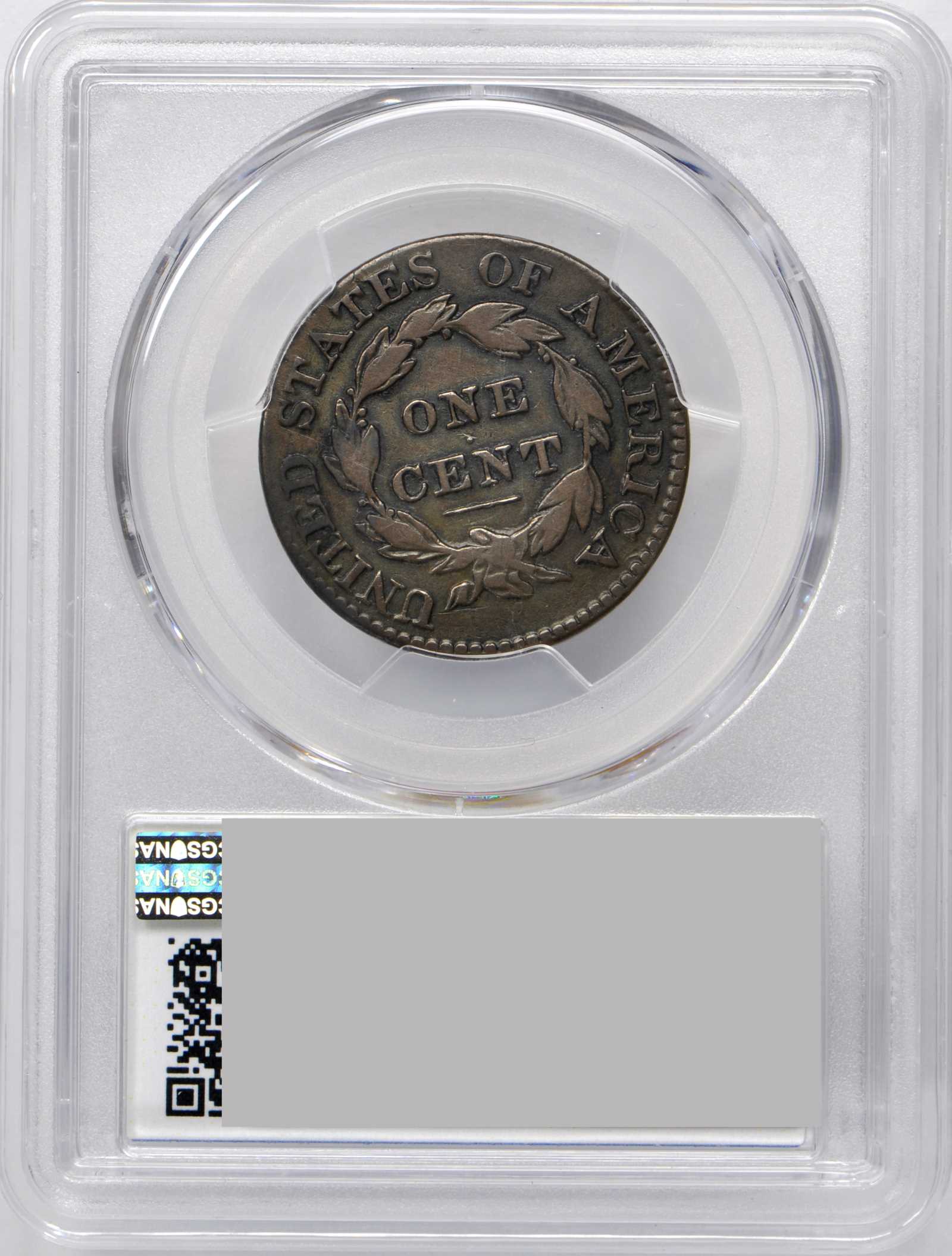 image for: 1825 Matron Head Cent. N-1. Rarity-4. Noyes Die State-C/A. VG Details�Graffiti (PCGS).