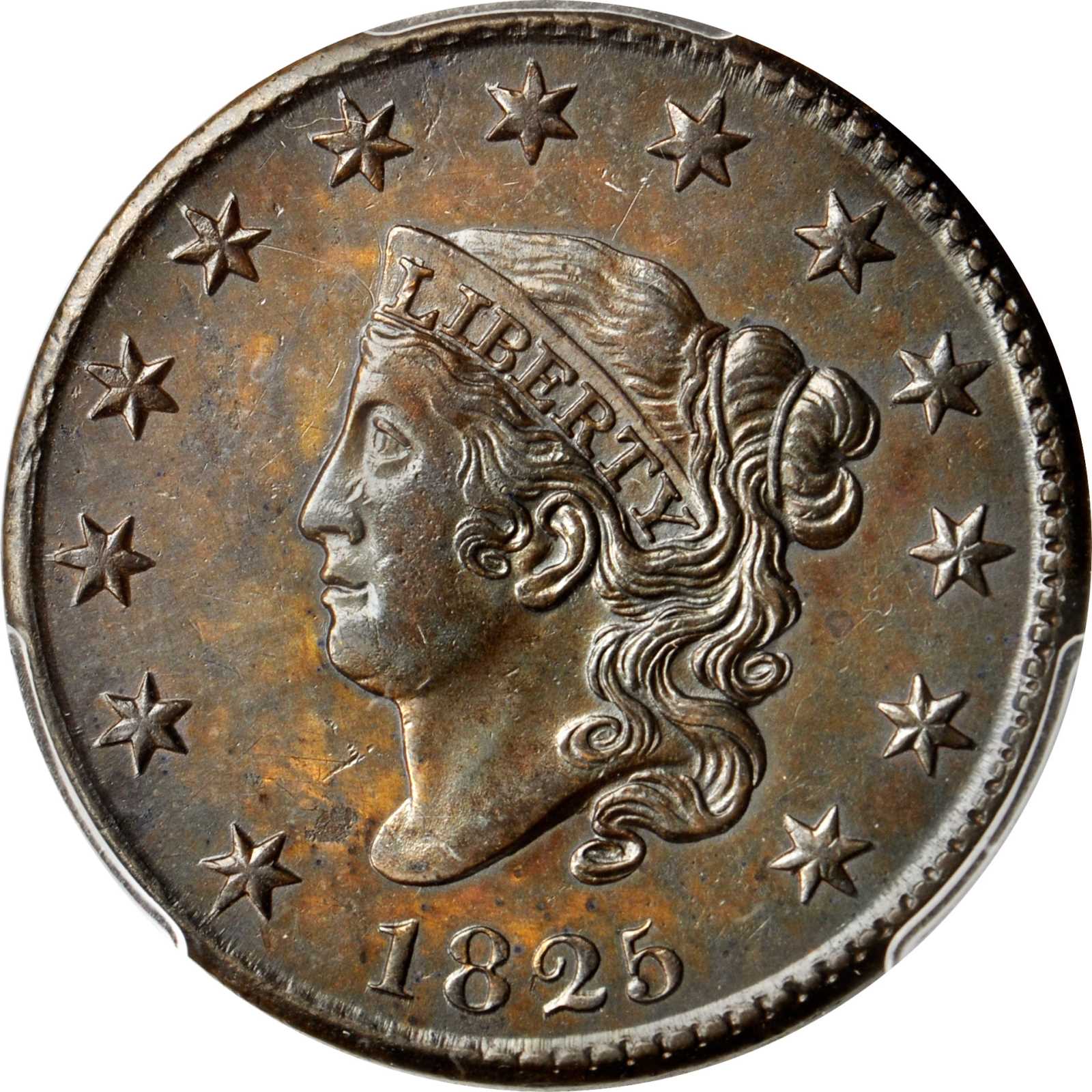 image for: 1825 Matron Head Cent. N-8. Rarity-3. Noyes Die State-B/A. AU-55 (PCGS).