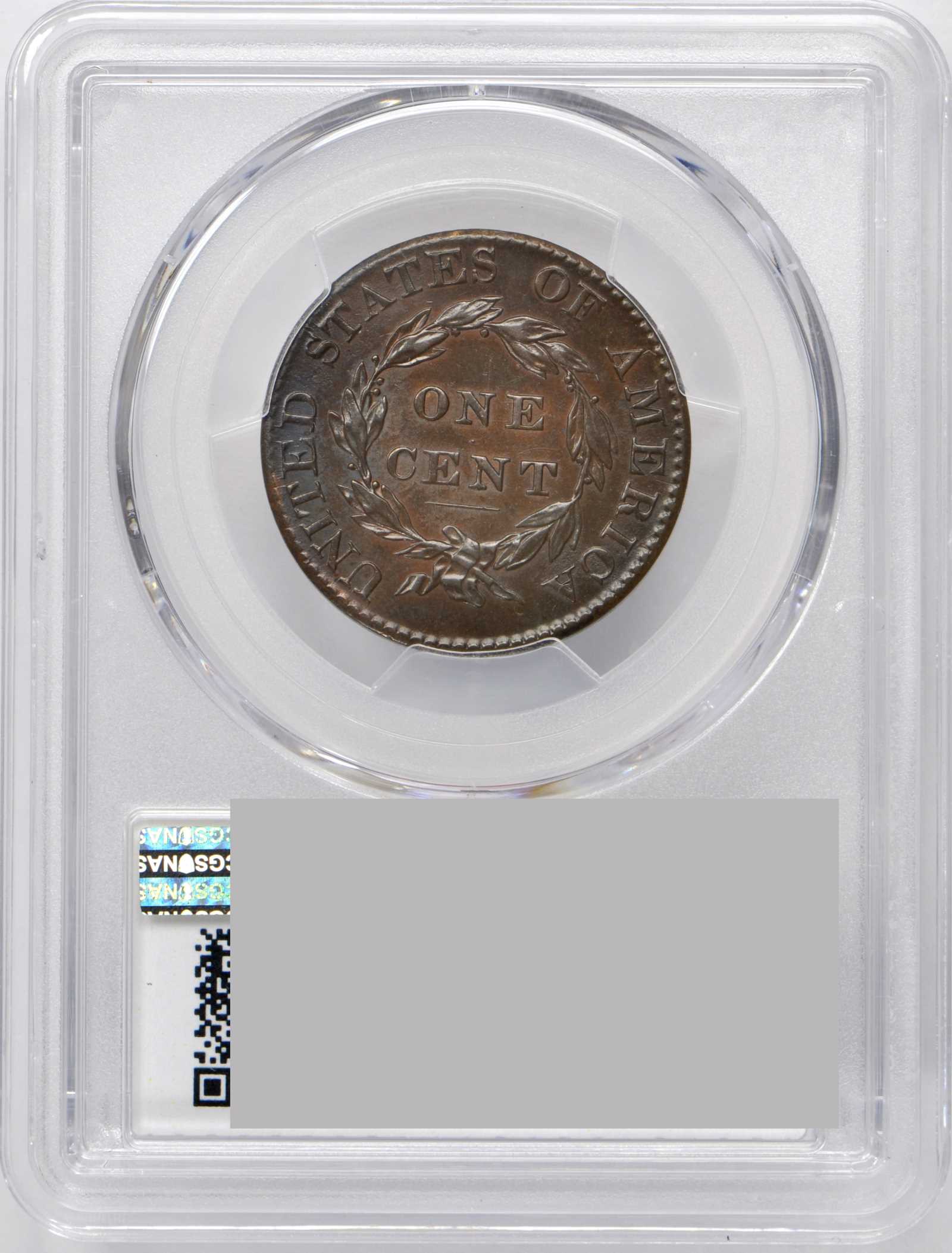 image for: 1825 Matron Head Cent. N-8. Rarity-3. Noyes Die State-B/A. AU-55 (PCGS).