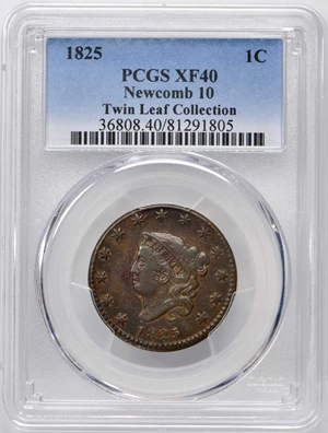 image for: 1825 Matron Head Cent. N-10. Rarity-3. Noyes Die State-B/A. EF-40 (PCGS).