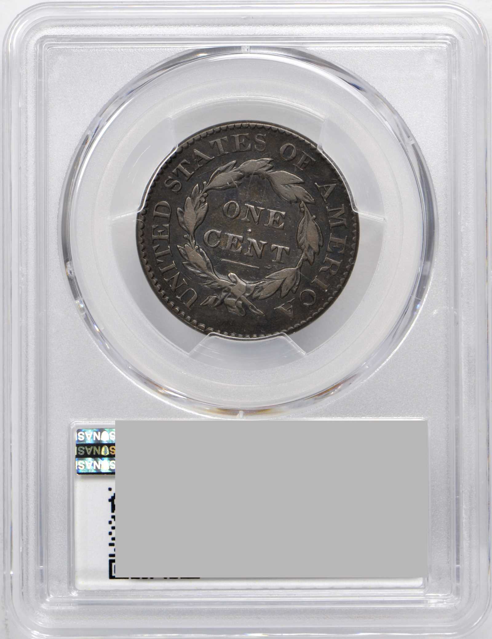 image for: 1827 Matron Head Cent. N-6. Rarity-3. Noyes Die State-C/A. VF-35 (PCGS).