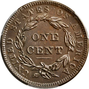 image for: 1838 Modified Matron Head Cent. N-3. Rarity-1. Noyes Die State-A/A. MS-62BN (PCGS).