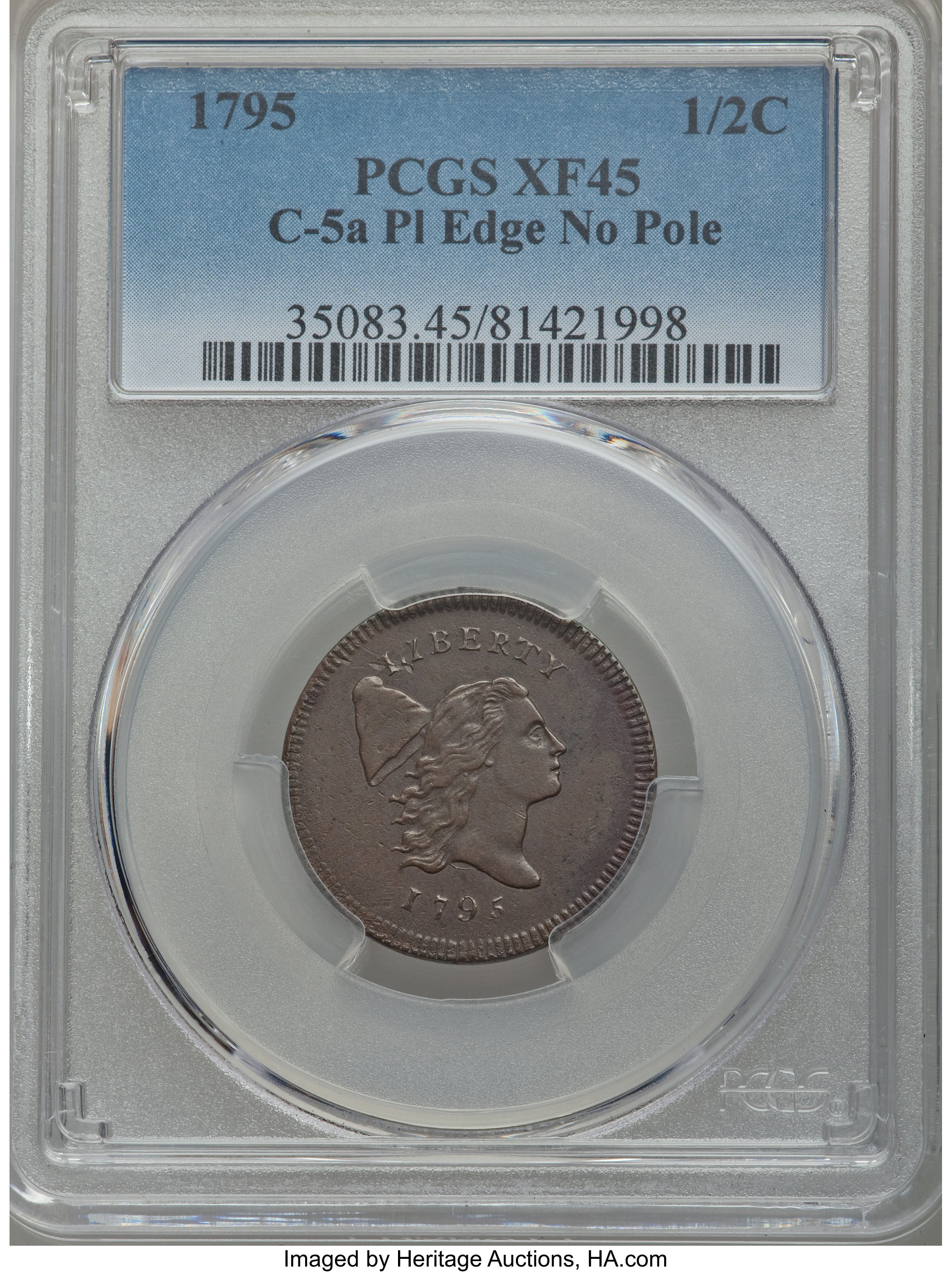 1795 1/2c No Pole, Plain Edge, C-5a MS BN XF45 BN thumbnail 4