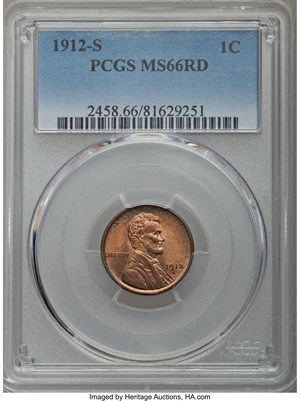 image for: 1912-S 1C MS66 Red PCGS....