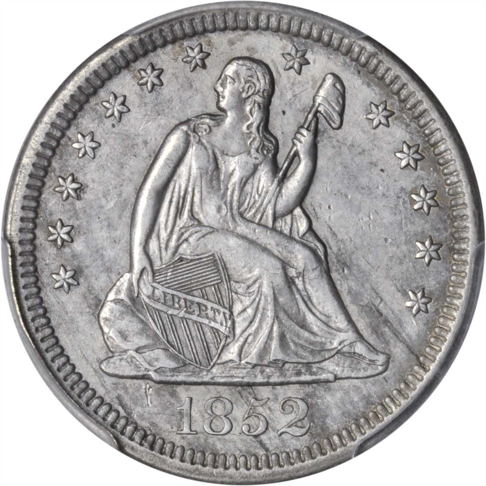 image for: 1852 Liberty Seated Quarter. EF Details--Cleaning (PCGS).
